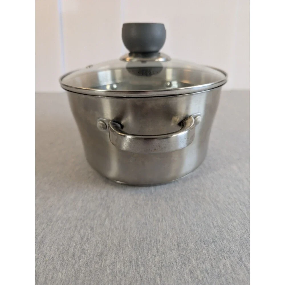 David Burke Gourmet Pro Stainless Steel Stockpot 3.3 Qt Glass Lid Double Handle
